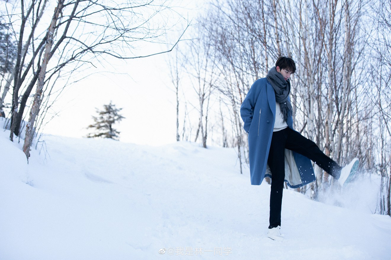 林一雪地氛围感生日大片置身雪景韩剧男主即视感